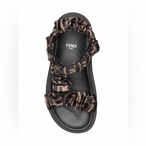 Fendi Black and Brown Logo Sandals - Picture 7 of 11